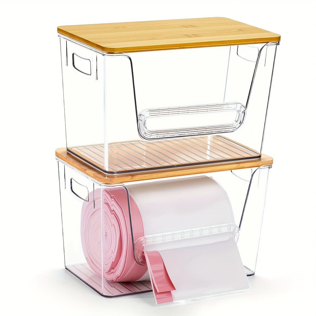 1/2/4pcs Stackable Trash Bag Dispenser, Trash Bag Holder, Extra-Large Clear Acrylic Kitchen Organizer, Suitable for Under-Sink Organization, Laundry Room Organization, Holds Trash Bags and Some Small Items