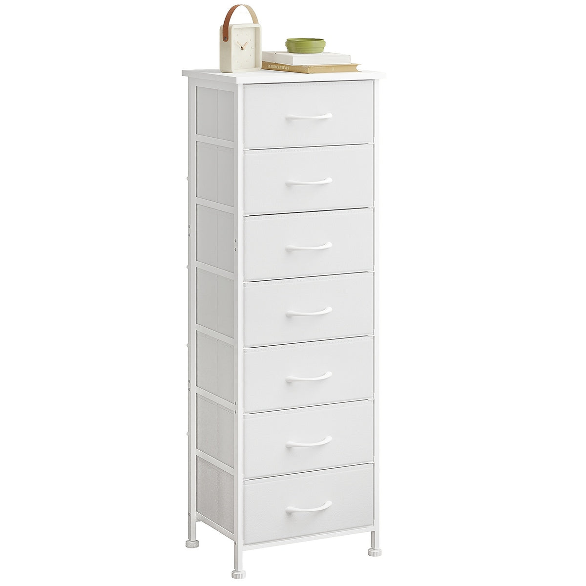 WHONLINE Tall Dresser, 41/47In Storage Dresser Organizer with 6/7 Fabric Drawers for Bedroom, Nightstand Furniture in Closet, Entryway, Closet Systems, Clothing And Closet Storage, for School Storage, Home Decor, for Back to School