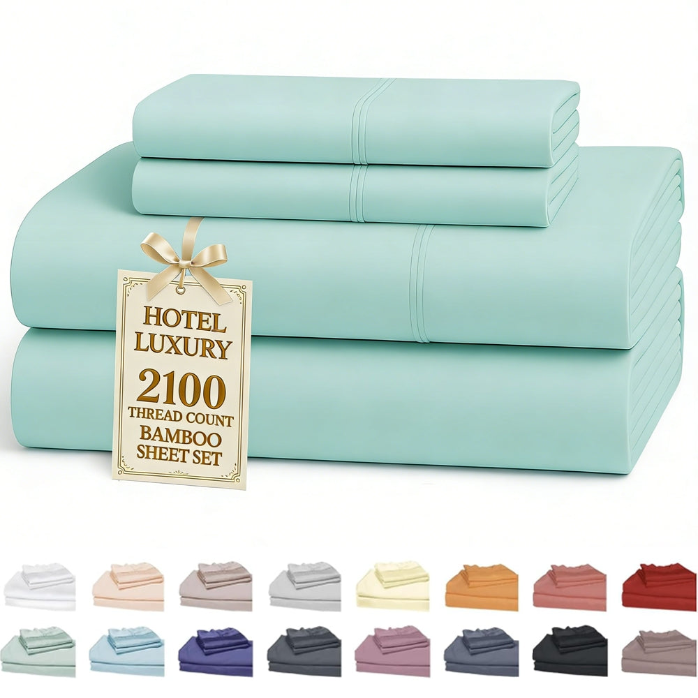 [Breathable Bamboo Sheets] 3/4pcs Breathable Bamboo Bed Sheets Fitted Sheet And Pillowcases Set Child Sheet And Pillowcase Sets, Queen Bamboo Twin Sheet Set, Cooling Queen Sheets Set