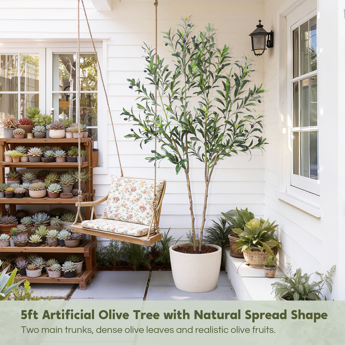 6ft Artificial Olive Tree Thicken Trunk Indoor Tall Faux Plants Fake Tree for Home Living Room Kitchen Decor House Spring Summer Decoration