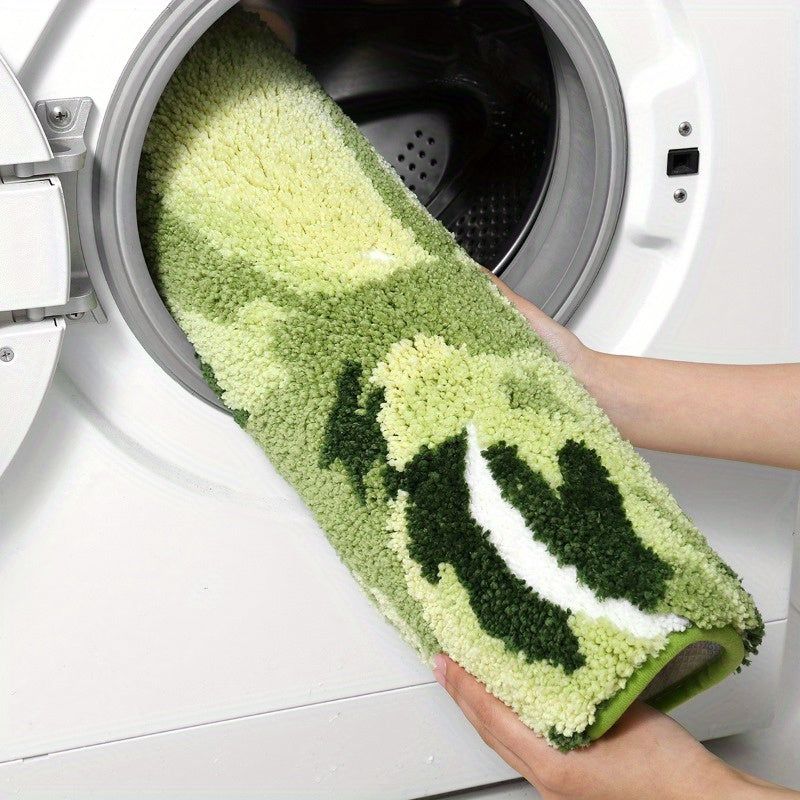 Fashionable Leaf Bathroom MATS, Thick Plush Floor MATS, Anti-Slip And Machine-Washable Bathroom Carpets, Water-Absorbent, Suitable for Showers, Bathtubs, Sinks, Bathroom Accessories And Decorations, Room Decorations, Bathroom Runner