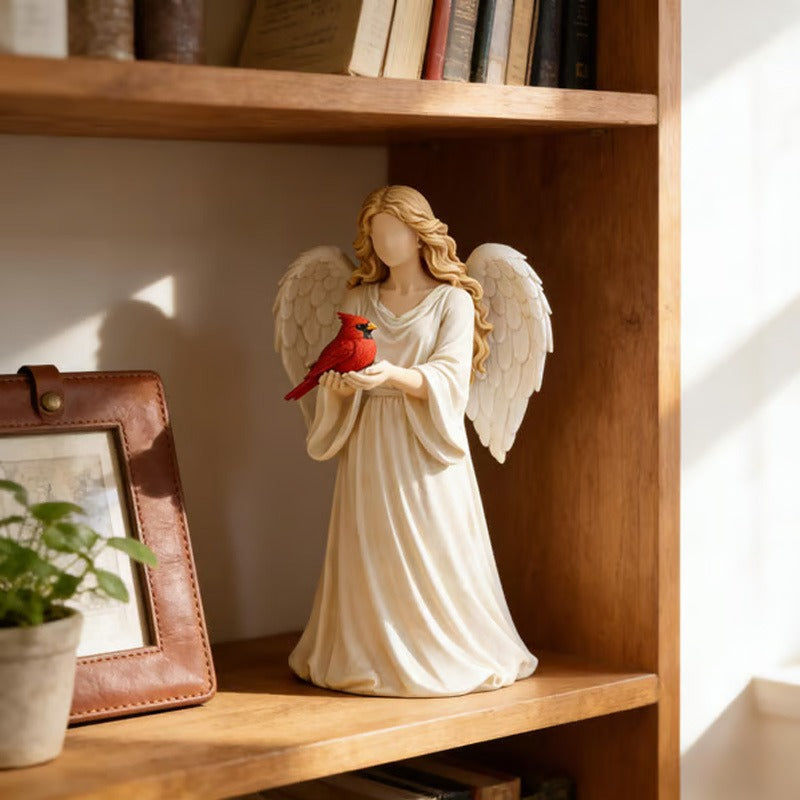 Red Bird And Angel Creative Desktop Ornament, Resin Crafts, Living Room Entrance Office Desktop Decoration Commemorative Gifts