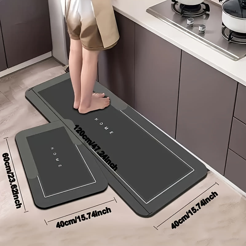 2pcs Premium Diatomaceous Earth Kitchen Floor Mats - Super Absorbent, Fast Drying, Non-Slip Rubber Backing, Polyester, Large Size Suitable for Bathroom And Living Room, Hotel, Commercial Cleaning Use, Ideal Choice