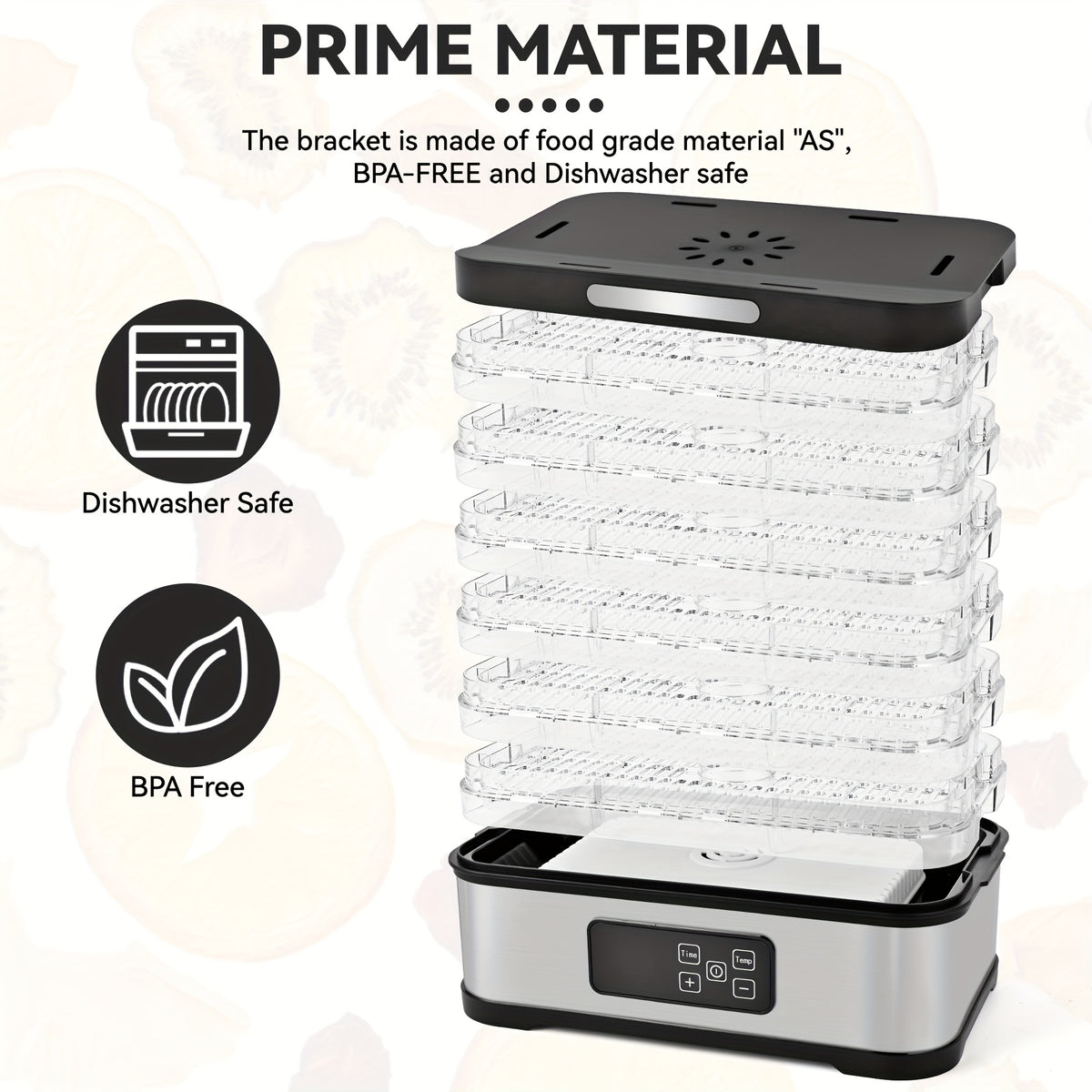 5-Tray Food Dehydrator Machine with Digital Thermostat & Timer, Stainless Suitable for Jerky, Fruits, Herbs, Veggies, Yogurt, Pet Treats - Trays, Energy-Saving, Ultra-Quiet Operation for Home Kitchen, RV, Camping, Gifts