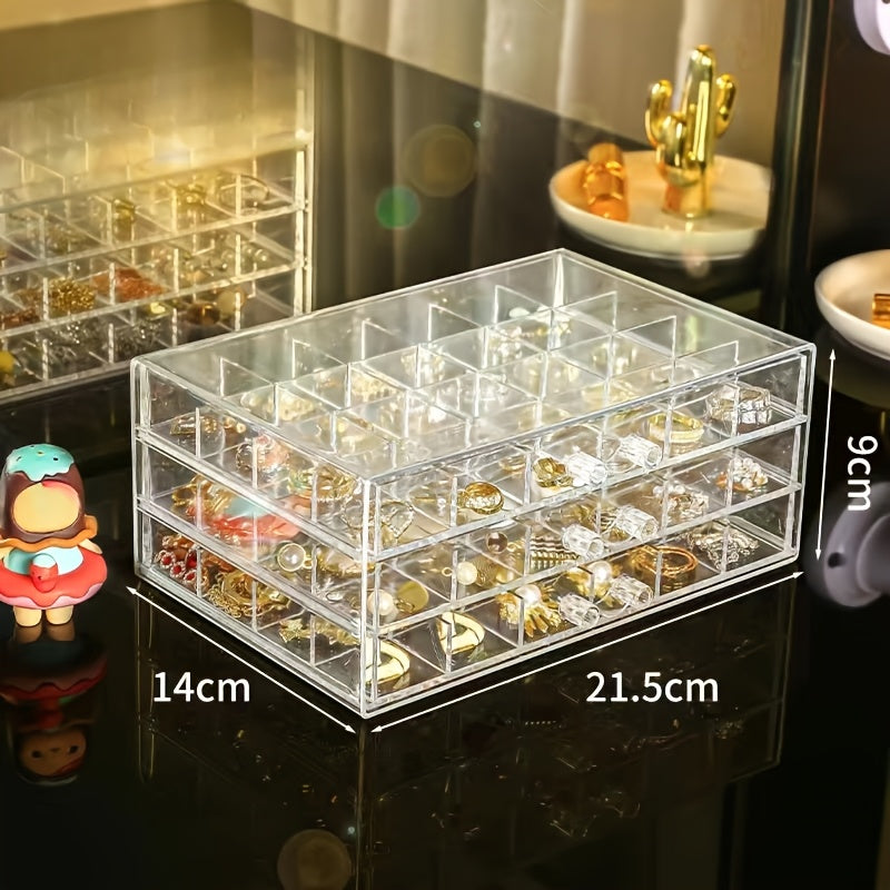 72/120 Layered Jewelry Storage Boxes, Fashionable Acrylic Jewelry Storage Boxes, Suitable for Storing Earrings, Necklaces, Bracelets, Rings, Bracelets, Watches and Other Jewelry. Large-capacity Designed Accessory Storage Boxes, the First Choice for C