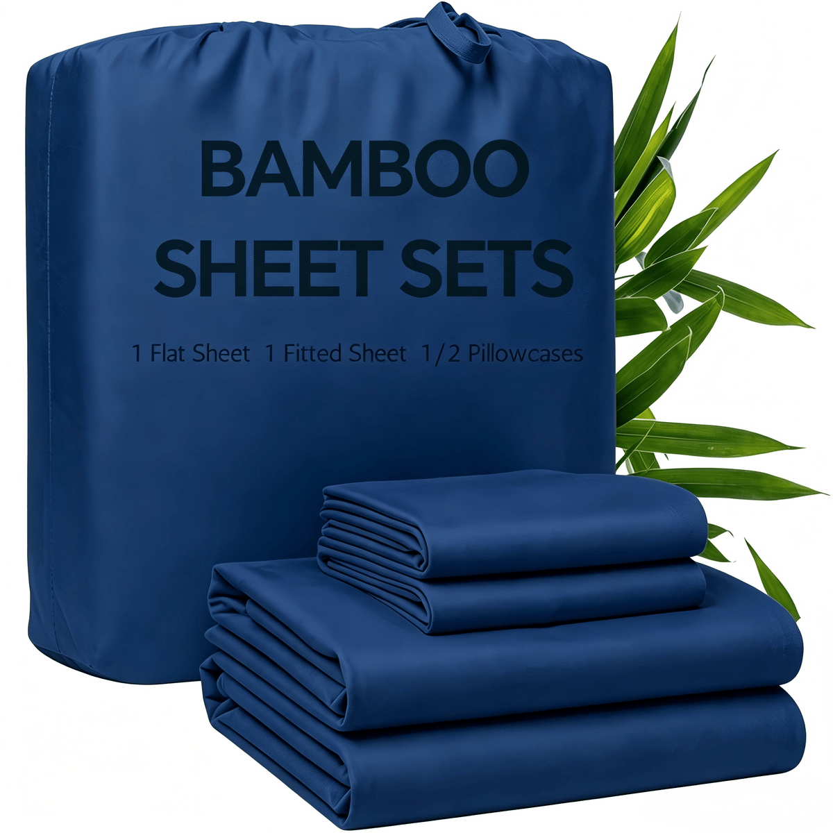 3/4pcs Bamboo Bed Sheet Set with Pillowcases, 16" Deep Pockets Soft Breathable Fitted Sheet, Queen King Size Bed Sheets, Bedroom Home Decor Bedding for Daily Use