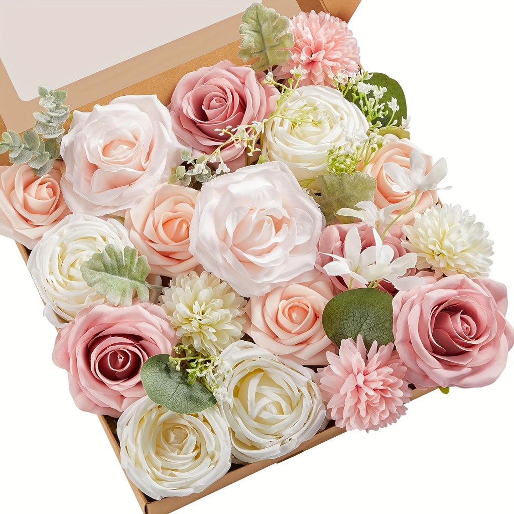 AUSOGO Light Pink Artificial Rose Bouquet Set - Perfect for Weddings, Engagements, Home Decor & Special Occasions like Valentine's, Mother's Day & Birthdays