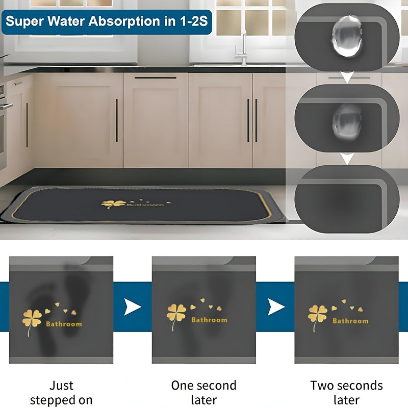 1pc Super Absorbent Floor Mat, Suitable For Bathroom Anti Slip Absorbent Floor Mat, Diatomaceous Earth Bath Mat, Quick Drying And Soft, Carpet Shower Bathtub Outdoor Door Mat, Home Decoration Spring And Summer Season Bathroom Floor Mat