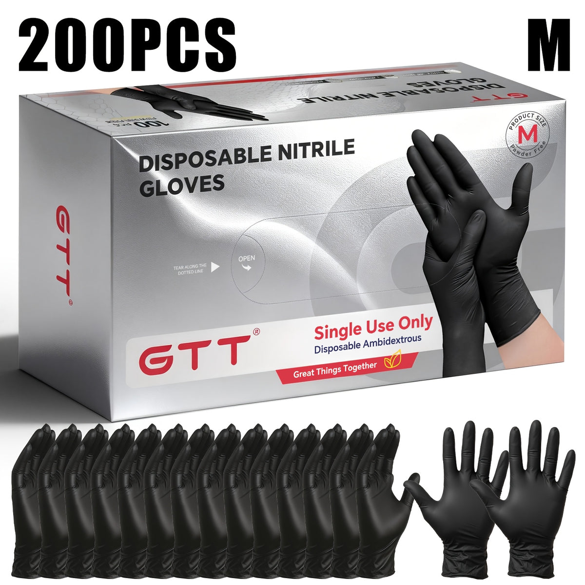 200pcs Black Nitrile Disposable Gloves - 2-box Set, And Oil-resistant, Suitable for Various Scenarios Such As Workshops, Laboratories, Cleaning, Hair Dyeing, Tattoos, And Pets