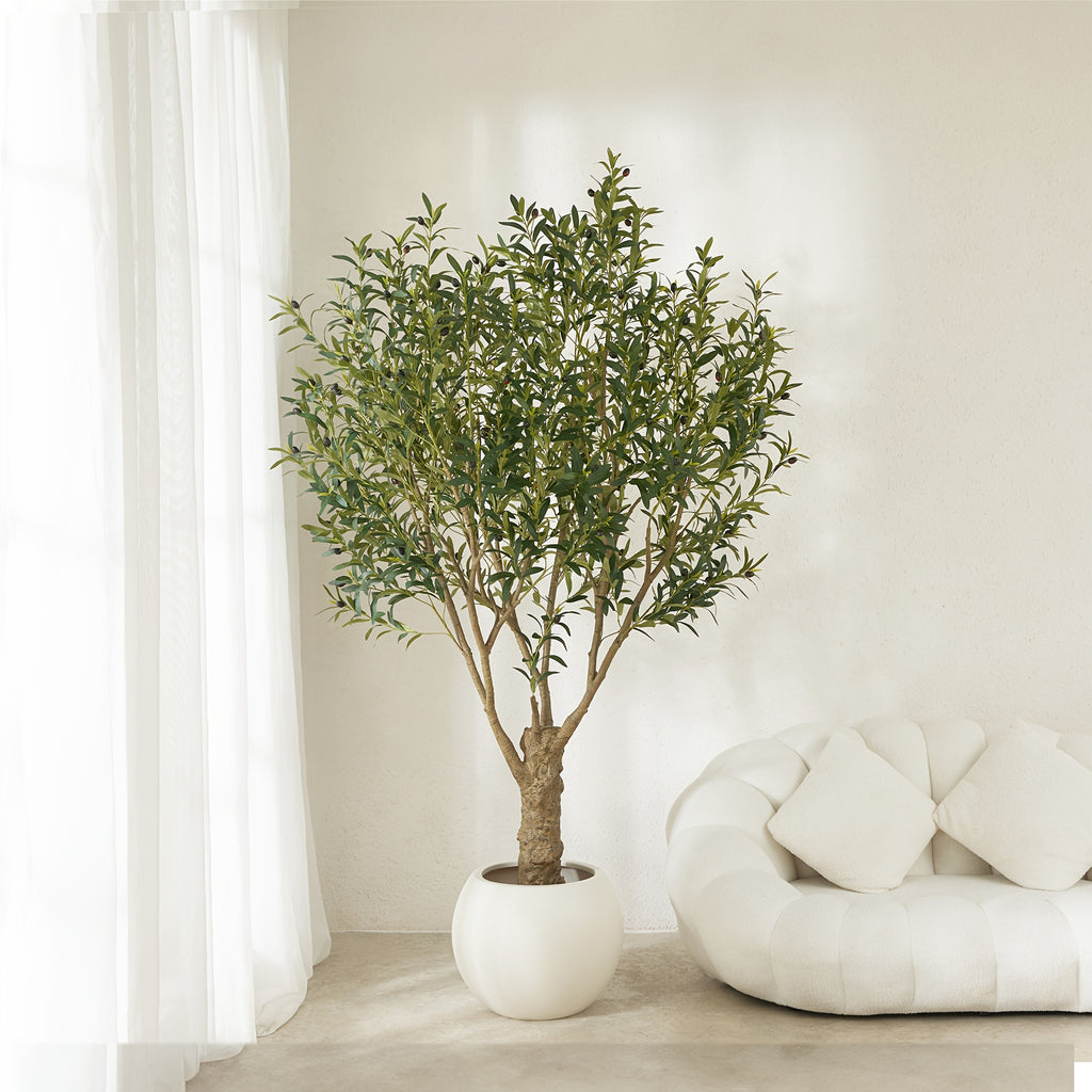 5/6/7/8ft Artificial Olive Tree, Faux Olive Plant with Black Planter, 39/49/54/62 Branches & 1390/2055/2871/4007 Silk Leaves, Perfect for Indoor Home Office Decor, Living Room, Bedroom, And Gift Ideas