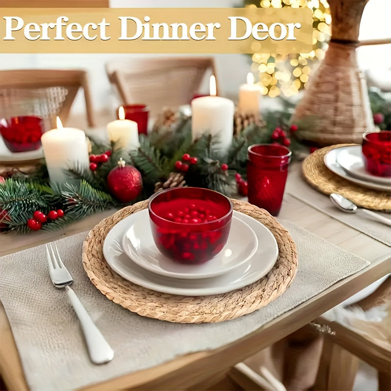 12pcs Natural Rattan Table Mats - Heat-Resistant Non-Slip Round Placemats, 11.8 Inches Rustic Bohemian Wicker Heat-Resistant Dish Mats For Kitchen & Dining Table, Holiday Party Decor (Christmas, Thanksgiving, Easter, Valentine's