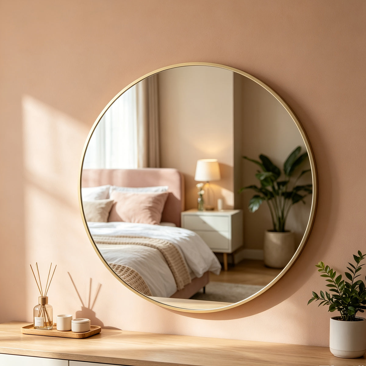 Full Length Floor Mirror, Shatterproof Tempered Glass & Metal Frame, Free Standing or Leaning Dressing Mirror, Circle Vanity Mirrors in Various Sizes Suitable for Home Decor, Bathroom Bedroom Living Room Entryway, Hanging or Leaning