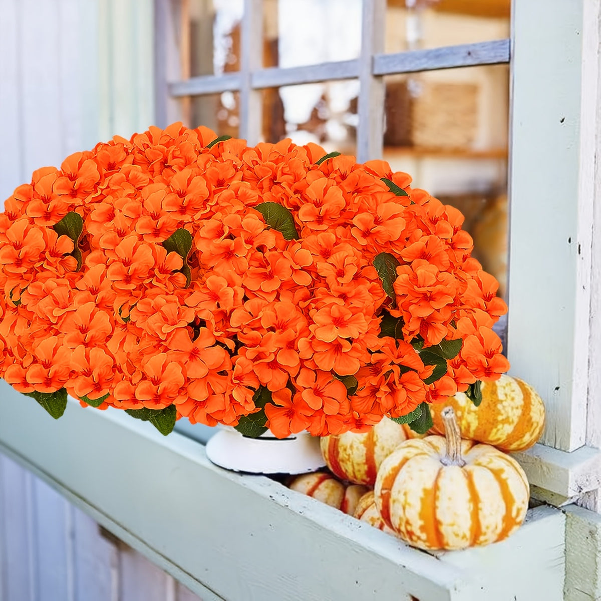 8/16 Bundles 13.77 In Artificial Geranium Flowers For Outdoors Geranium Flowers Outdoor Red Artificial Flowers UV Resistant Garden Plants Faux Flowers For Home Kitchen Table Centerpieces Patio Decor