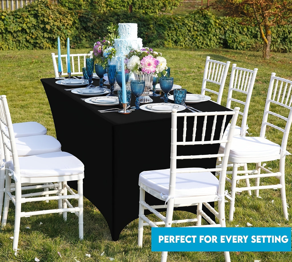 2/4/8/12 Pack Table Cloths 6FT Tablecloths Spandex Fitted Suitable For Rectangular Tables, Wrinkle Resistant Elastic Tablecloth, Ultimate Desktop Protective Cover, Suit For Parties, Trade Exhibitions, Mothers Day, Weddings Decor Kitchen