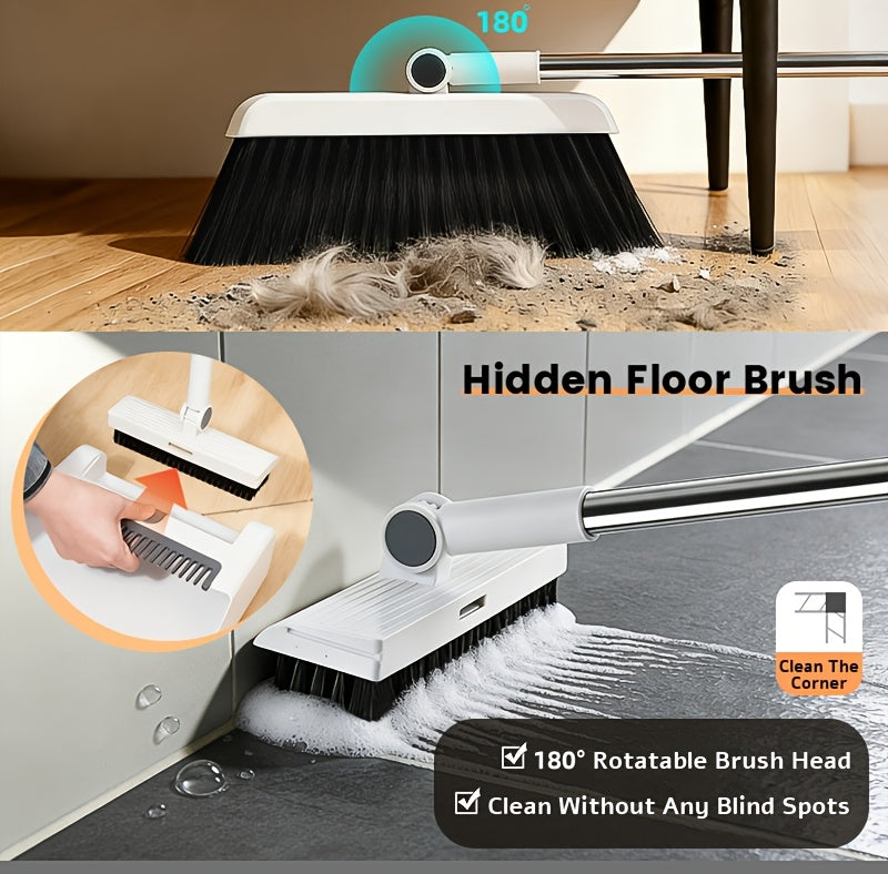 2-In-1/3-In-1/4-In-1 Broom with Dustpan Combo Set, Non-Stick Hair Cleaning for Hard Floors, Long Handle Sweeping for Living Room, Bedroom, Bathroom, Durable, Easy Storage, Rotatable, Foldable, Efficient Cleaning, Flexible Design, Fast Dust Removal
