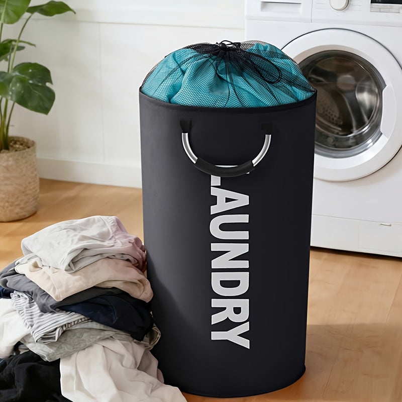 1pc/2pcs 25.1gal Large Capacity Foldable Laundry Basket (New Drawstring Design) - A Foldable Fabric Clothing Storage Basket Suitable for Multiple Scenarios, Suitable for Bathrooms, Rooms, Outdoors, Dormitories, Multi-Functional Laundry Basket