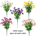 Mixed Color Artificial Morning Glory Flowers, 10 Bundles in Five Colors for Front Porch Planters, Patio Arrangements, Window Boxes and Home Decor