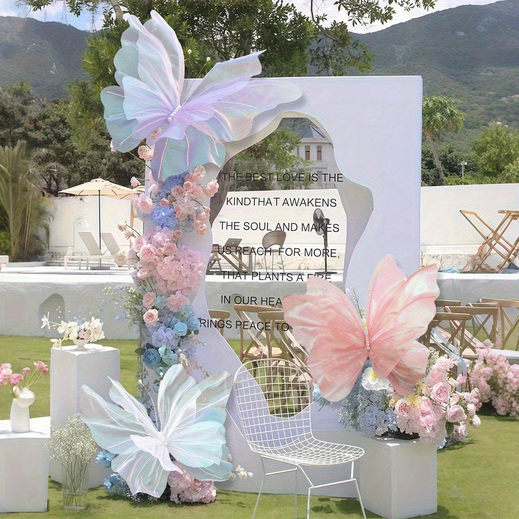 3pcs 50cm/ 19.69in Large Butterfly Artificial  Party Decoration 3D Butterfly Wall Decoration Baby Party Wedding Decoration Birthday Party Home Supplies Decoration