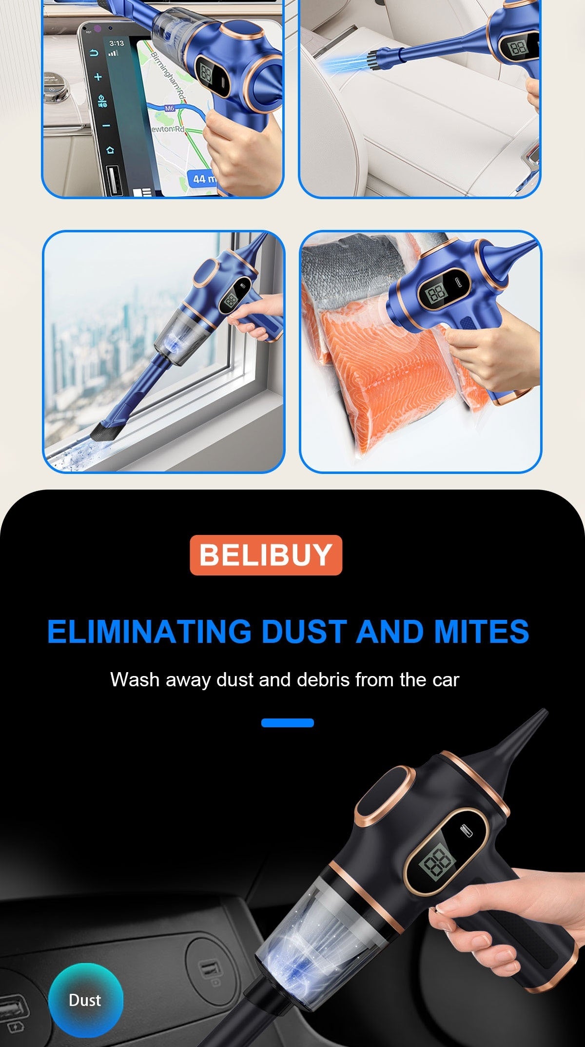 Cordless Handheld Vacuum Cleaner for Car, Home & Pet Hair Cleanup, Type-C Charging with Listed Digital Display and Washable Filter, Model Options