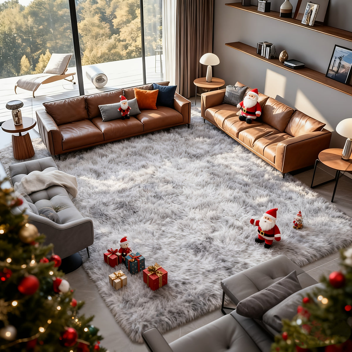 Fluffy Bedroom Carpet Shaggy Fuzzy Grey Soft Rugs for Bedroom Plush Rug Thick Area Rugs for Living Room Cute Room Decor