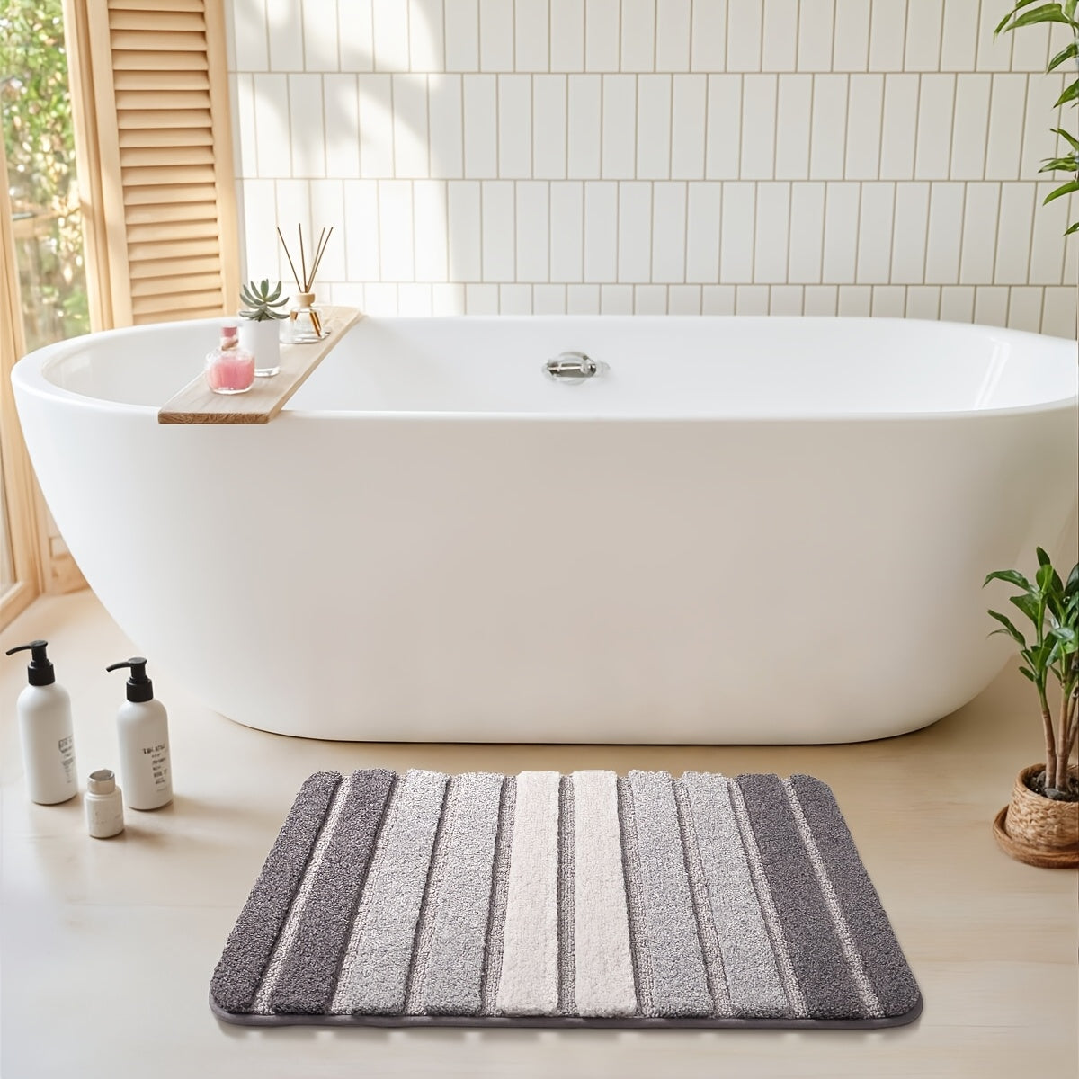 GTNSHUAI Extra Thick Luxury Chenille Bathroom Rug, Non-Slip Absorbent Bath Mat