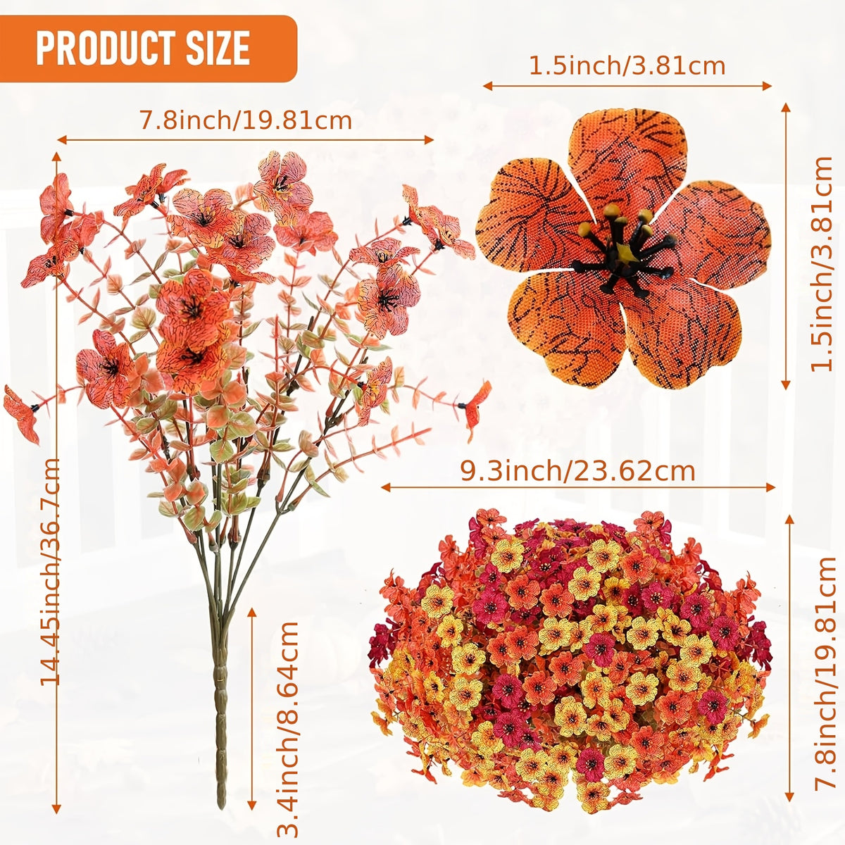 9 Packs Of UV-resistant Artificial Flowers For Home Decor, Autumn Pseudoplants And Hybrid Flowers-realistic Fade-resistant Porches, Patios, Yards, Balcony Decor, Fall for home Decor And Garden Floral Arrangements-perfect For Thanksgiving And Christm