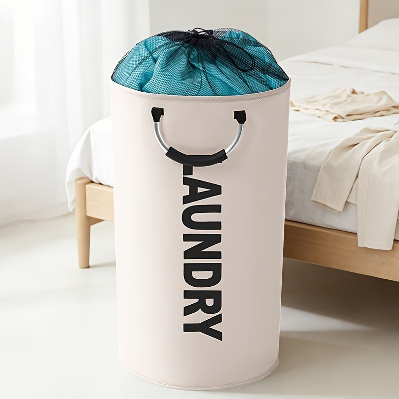 1pc/2pcs 25.1gal Large Capacity Foldable Laundry Basket (New Drawstring Design) - A Foldable Fabric Clothing Storage Basket Suitable for Multiple Scenarios, Suitable for Bathrooms, Rooms, Outdoors, Dormitories, Multi-Functional Laundry Basket