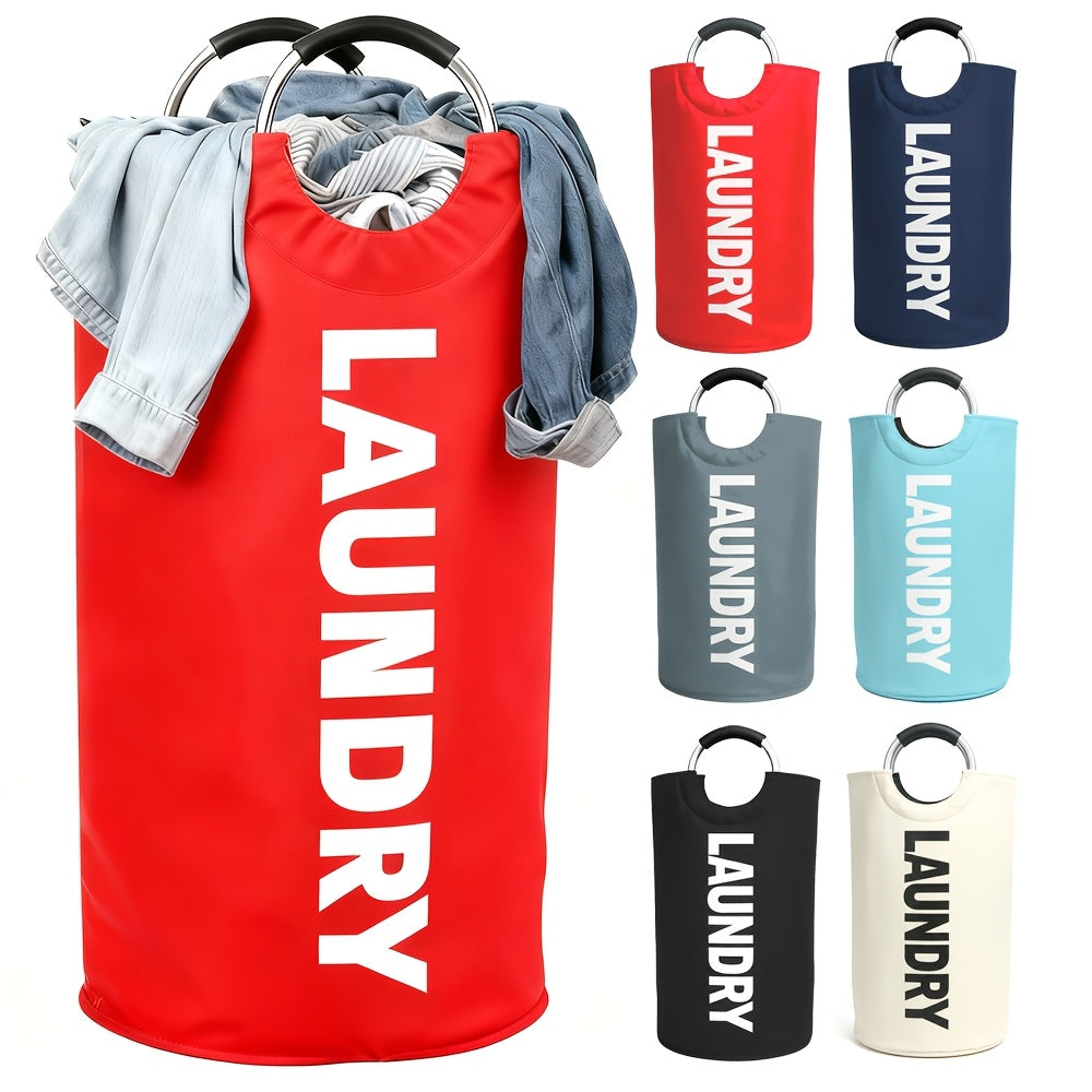 Extra Large Foldable Laundry Basket Hamper Bag (Aluminum Full Loop Handle) - Tall Collapsible Fabric Clothes Bin for Bedroom, Bathroom, College Dorm Storage, Closet Organization & Washing (Space-Saving Design), Laundry Baskets