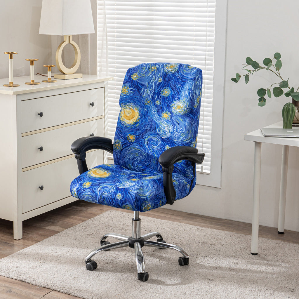 1pc Stretch Printed Computer Office Chair Covers, Soft Fit Universal Desk Rotating Chair Slipcovers, Removable Washable Anti-Dust Spandex Chair Protector Cover With Zipper, Valentine'S Day Gift, Valentine'S Day Decorations