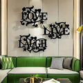 Live Laugh Love Metal Wall Art, 3 Piece Black Decorative Word Sign Set with Scrollwork Hearts and Stars for Living Room Bedroom and Kitchen Decor