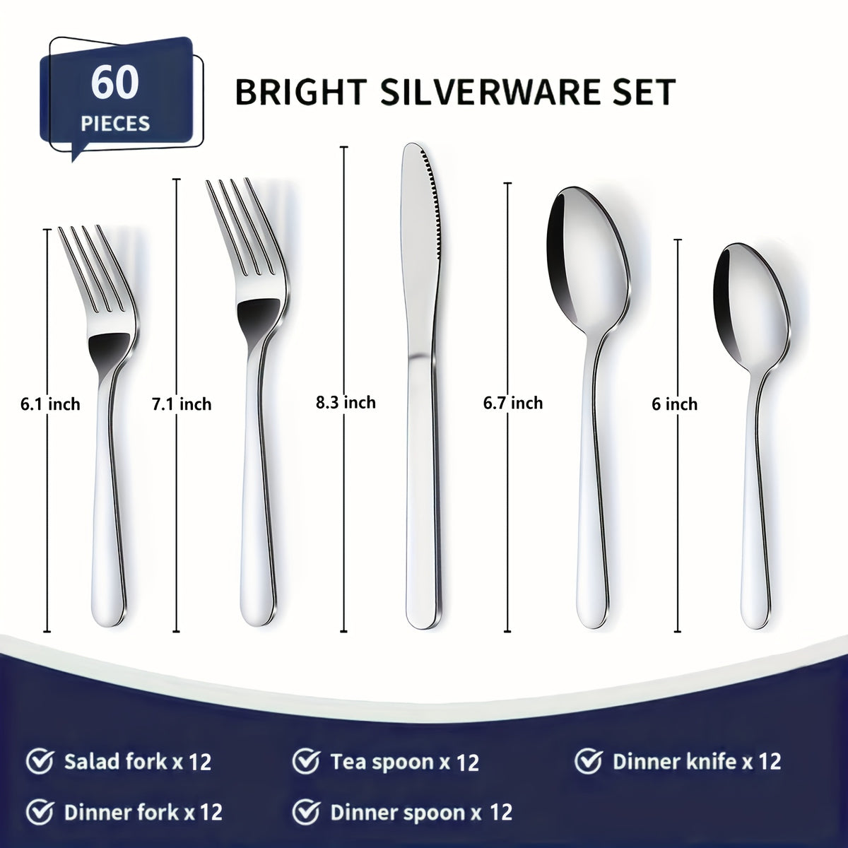 60/90pcs Stainless Steel Silverware Suitable for Multiple People to Use, Steak Knife, Salad Fork, Dessert Spoons, Cutlery Set with Gift Box, Kitchen Accessories, Home Outdoor, Wedding Camping Stuff, Halloween Party Gift, Dishwasher Safe
