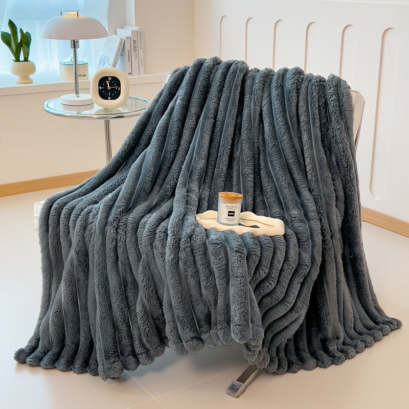 1pc Blanket Soft And Comfortable, Imitation Rabbit Fur Double-Sided Blanket Warm Fleece Blanket Nap Blanket Air-Conditioning Blanket Office Outdoor Camping Gift Blanket for All Seasons