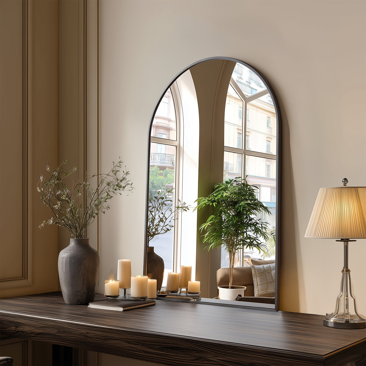 Arched Bathroom Mirror with Metal Frame - 22X30, 24X36, 26X38 Inch Wall Mounted Vanity Mirror for Bathroom, Bedroom, Entryway in Golden Or Black