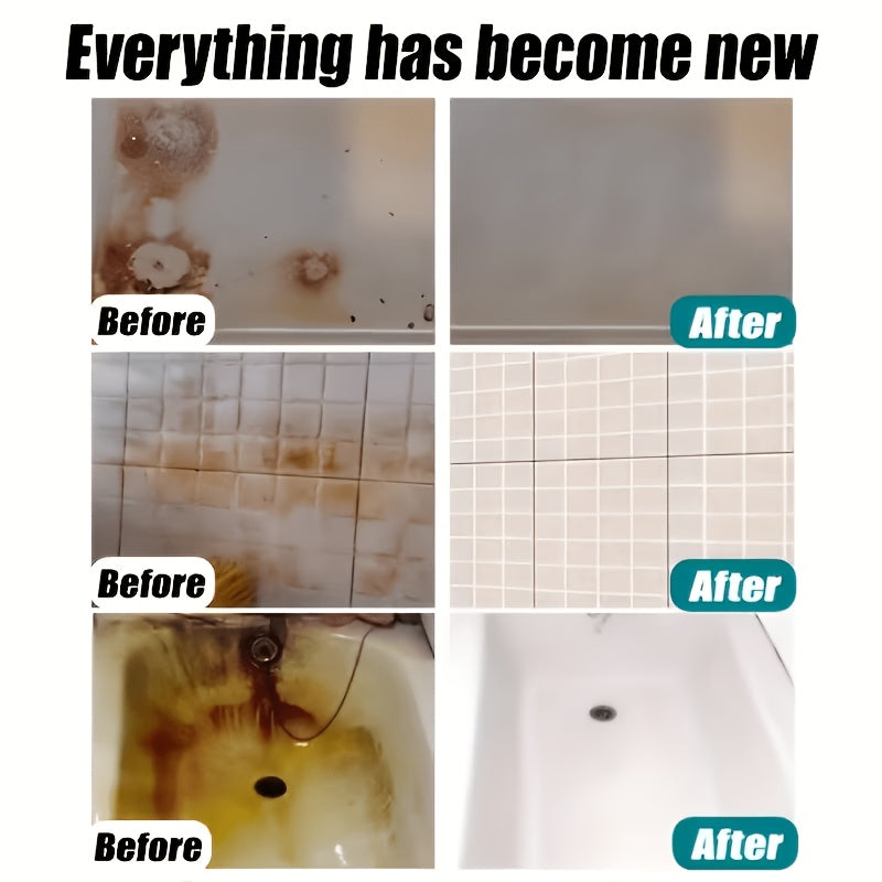 Bathroom/Ceramic Rust Remover - Eliminates Rust Stains, Water Marks, Yellow Spots, And Limescale. Cleans Stains, Restores Surface Shine. Gentle Formula, Glaze-Safe. Suitable for Bathtubs, Sinks, Faucets, Tiles, Toilets