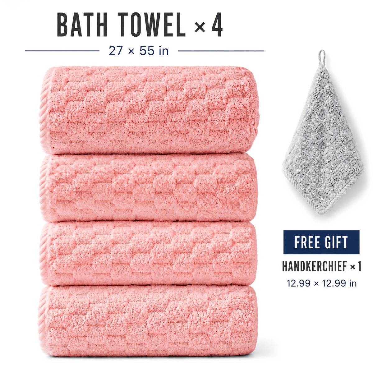 Pack Of 4/8 Waffled Super Soft Bath Towels - Super Absorbent Quick-Drying Microfiber Towels for Adults, 4 Bath Towels/2 Bath Towels, 2 Hand Towels & 4 Washcloths. Perfect for Spa, Fitness, Travel, Daily Home & Gym Use, Great Gift Choice