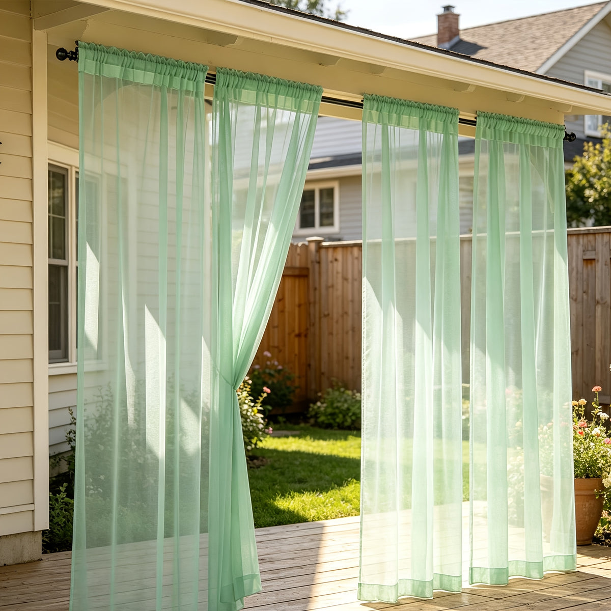 4pcs Set Of Transparent Gauze Curtains, Hanging From The Top Through A Pole, Natural Filtering, Dreamy And Hazy, Beautifying The Room Decoration Windows, Suitable for Living Rooms, Bedrooms, Study Rooms, Dining Rooms, Balconies, Dressing Rooms