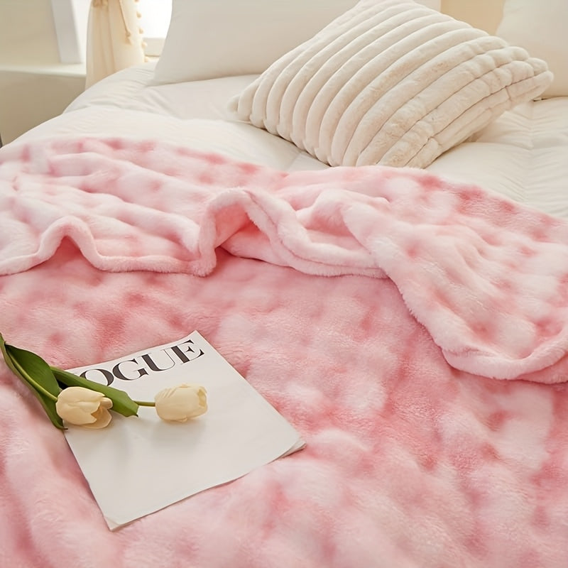 Lightweight Faux Rabbit Fur Tie-Dye Blanket—Stunningly Beautiful, Perfect for All Seasons, Soft Against The Skin, Offering The Ultimate Sleeping Experience. Machine-Washable, Reversible Design, Random Colors. The Perfect Holiday Gift
