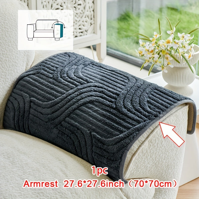 1pc of Plush, Non-Slip Sofa Cover That Is Modern And Luxurious, Pet-Friendly, Breathable, And Stylish for Home Decoration. It Is Appropriate for The Living Room, Bedroom, Or Office, Made from Polyester Fabric, Machine Washable, And Without Any Print