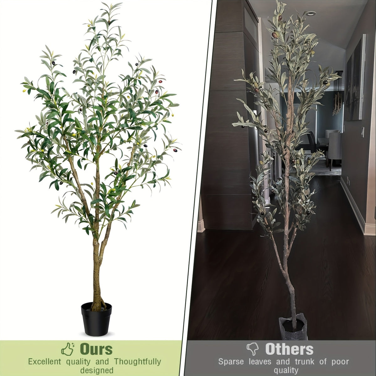 5/6/7FT Multi-Trunk Artificial Olive Tree, Lifelike Faux Tree With Abundant Leaves & Realistic Olives, Instant Landscaping, Pre-Potted Mediterranean Farmhouse Decor For Home Office Porch, Low Upkeep Housewarming Present