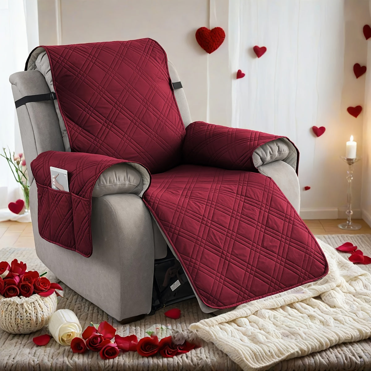 1pc 100% Waterproof Recliner Chair Cover, Non Slip Recliner Covers for Recliner Chair with Pocket, Pet Scratch-Resistant Sofa Slipcover, Washable Furniture Protector, Easy to Install for Living Room, Bedroom, And Study, Halloween Home Decorations