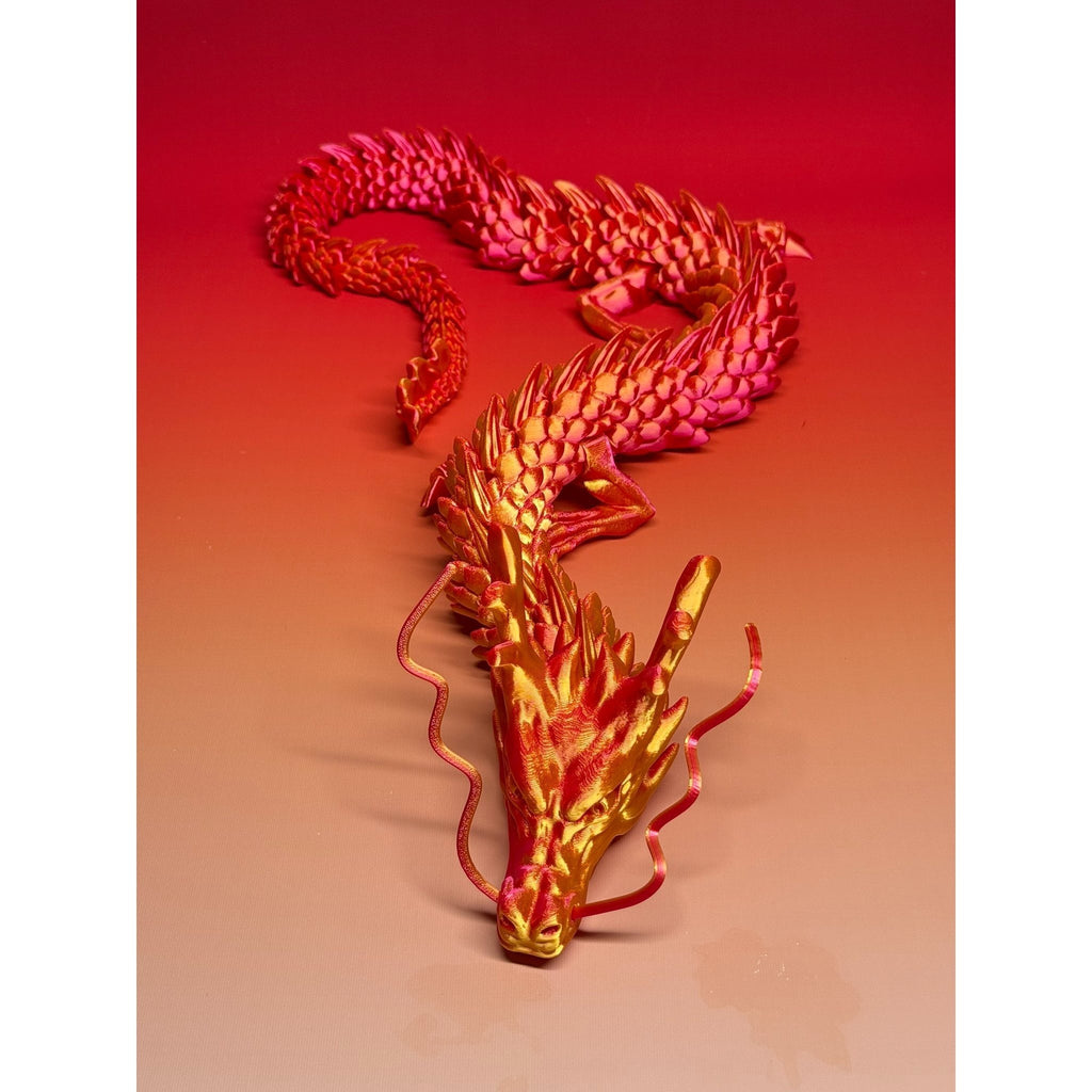 35.4" Giant Poseable 3D Printed Chinese Dragon Collectible Figurines Articulated Joints Fantasy Decor, Flexible Desk Sculpture for Home/ Office/ Car Decor Unique Mother's Day & Father's Day Gifts for Mom Dad, Perfect for Collectors from US Stock
