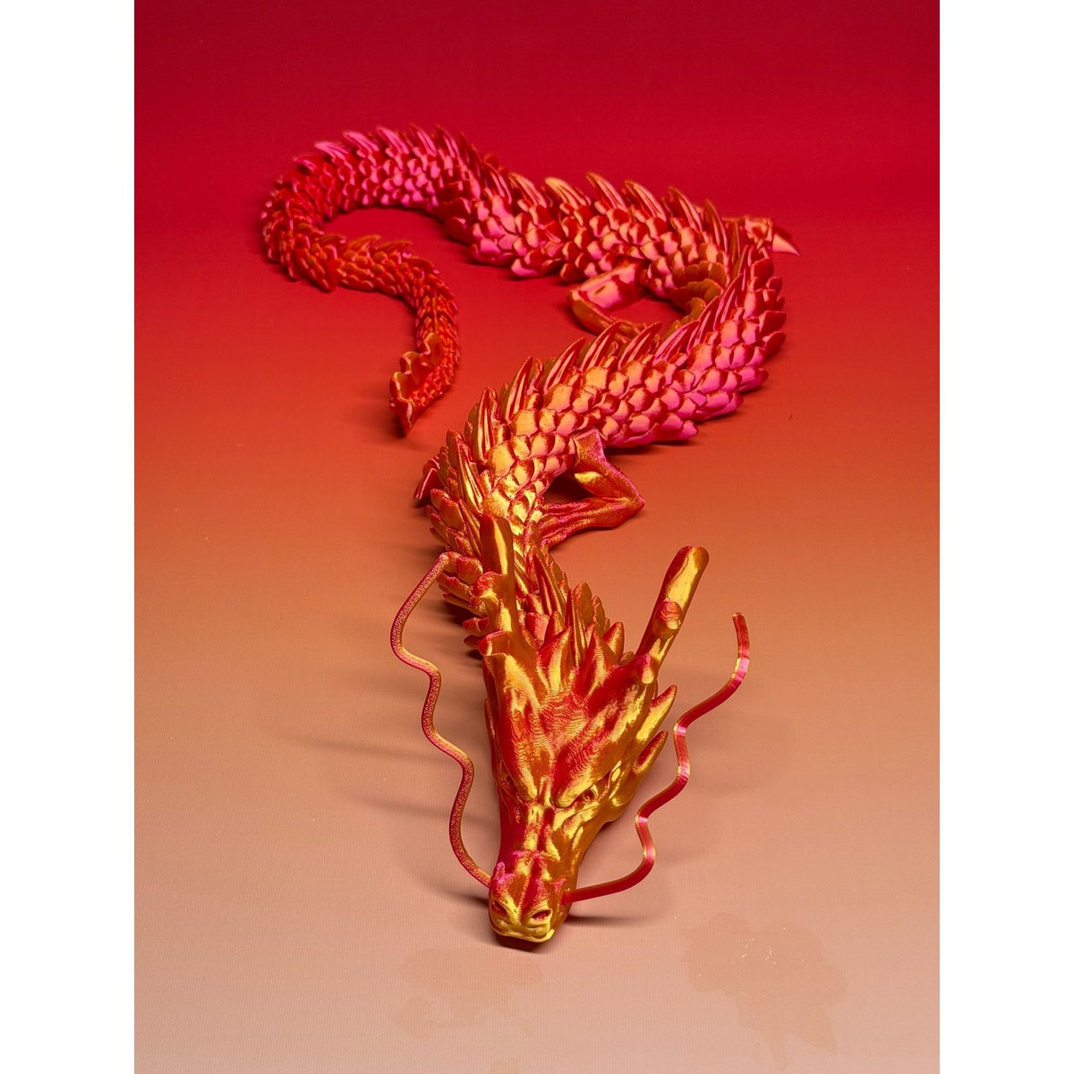 35.4" Giant Poseable 3D Printed Chinese Dragon Collectible Figurines Articulated Joints Fantasy Decor, Flexible Desk Sculpture for Home/ Office/ Car Decor Unique Mother's Day & Father's Day Gifts for Mom Dad, Perfect for Collectors from US Stock