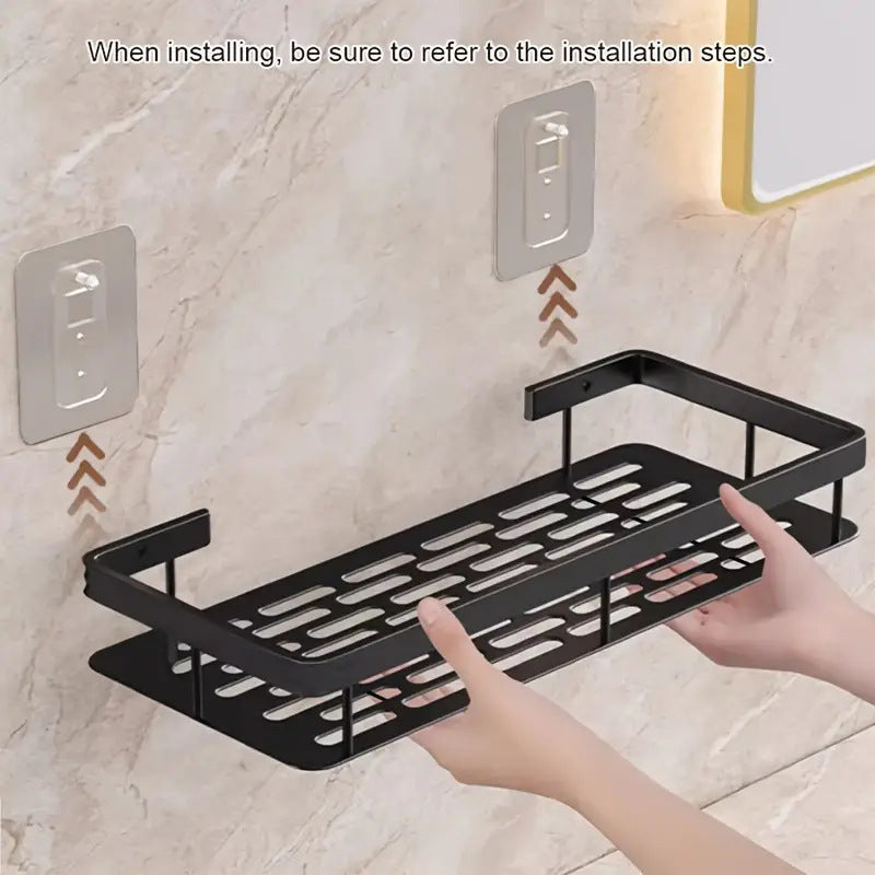 2pcs Stainless Steel Shower Caddy Racks - Rust-Resistant Wall-Mounted Bathroom Organizer with 2-Tier Shelves, Space-Saving Corner Storage for Shower & Bathtub Accessories (Black), Shower Caddies