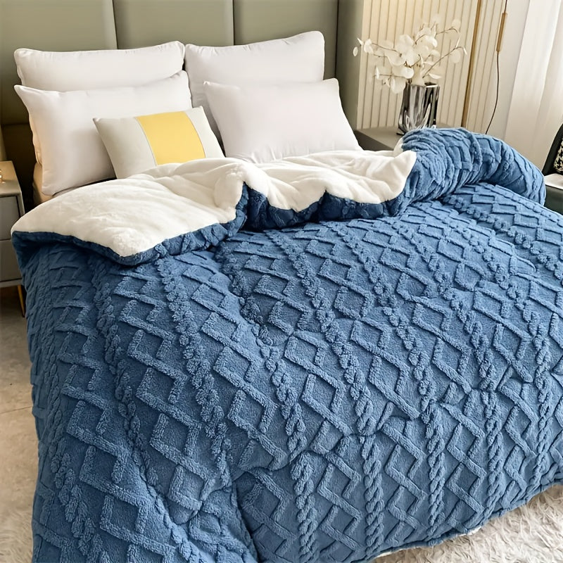 , A Piece Of High-quality Thickened Velvet Blanket, Soft100% Superfine Fiber Filling, Light Beige Soft Polyester Fabric, Suitable For Bedrooms And Hotel Rooms(Pillowcases Are Not Included), Winter Warmth Blanket, Soft And Thick Blanket