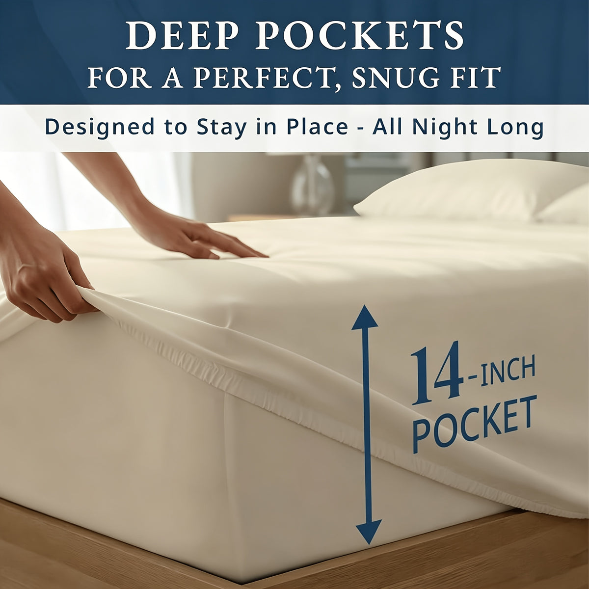 Bamboo Cooling Fitted & Flat Sheet Bedding Suitable for Hot Sleepers, Wrinkle-Resistant & Moisture-Wicking Bamboo Fiber, Deep Pocket Hotel Grade Bed Sheets with Double-Stitched Edges, Machine Washable for - for