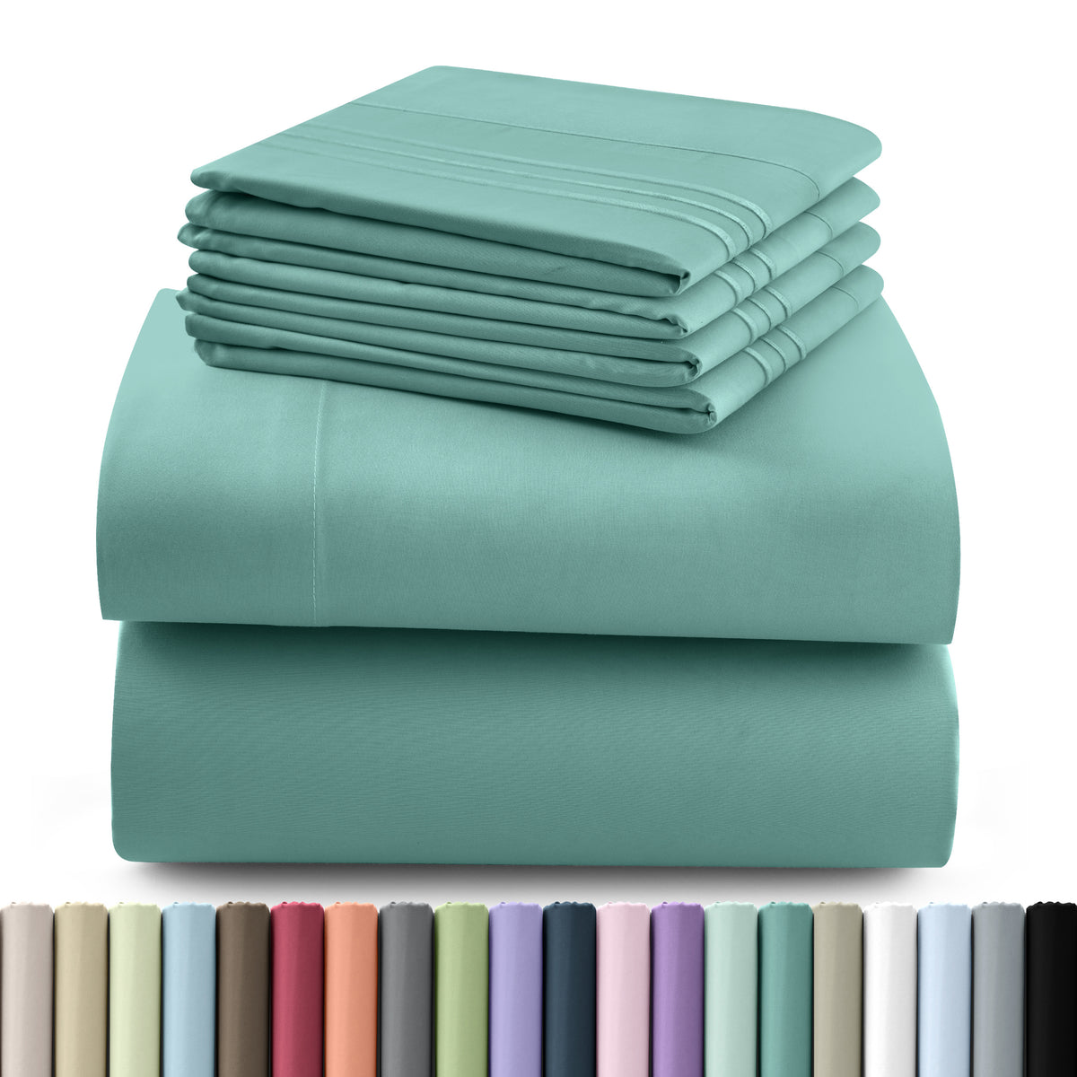 Hannah Bedding Sheet Set - 6 PC Brushed 100% polyester Bed Sheets 16 Inches Deep Pockets - Embroidered & Plain Pillowcases - Hotel Luxury Sheets Bed Set - Soft Bedding Sheets