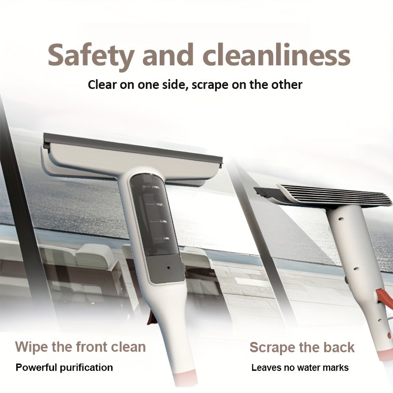 [3-in-1 Glass Cleaning] 3-in-1 Glass Cleaning Kit - Durable Metal Pole, Scraper Included - Ideal for High Windows, Shower Doors & Car Windshields - Essential Home Cleaning Tool