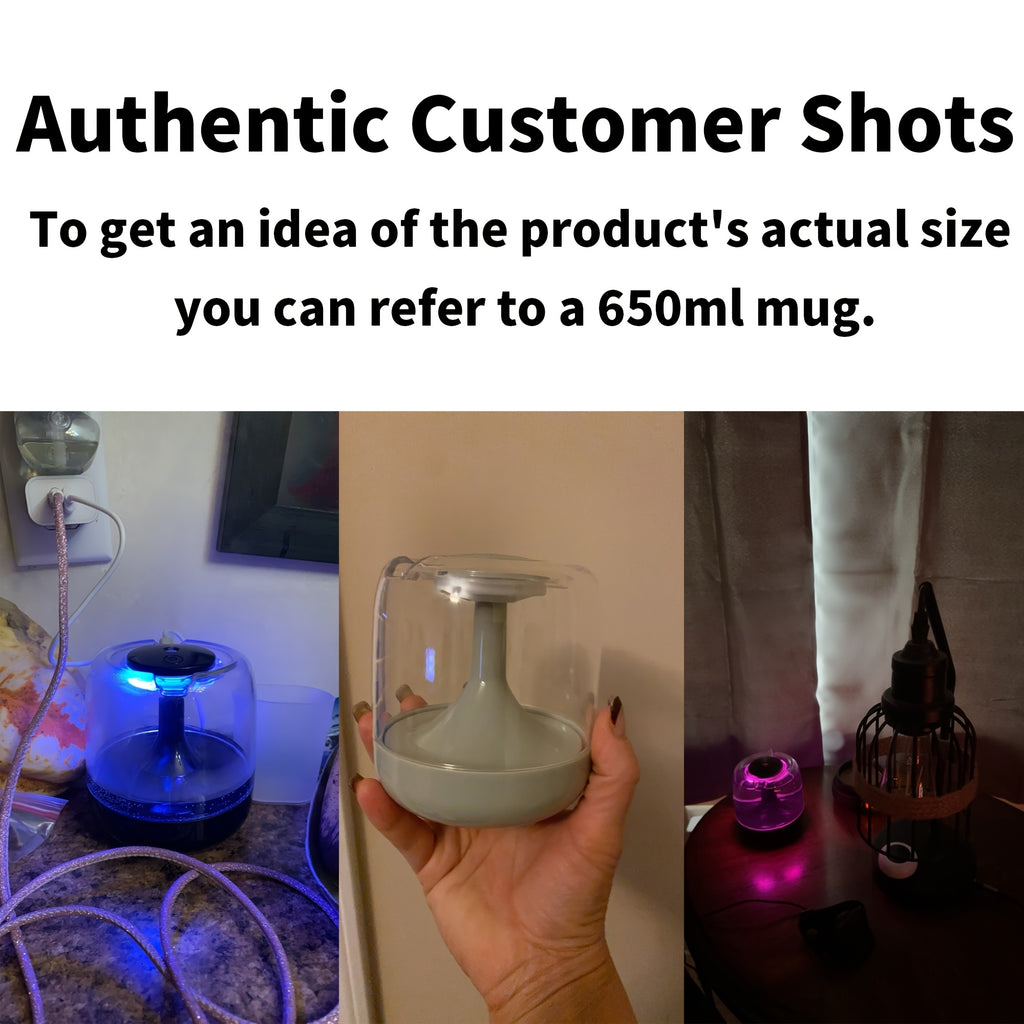 USB Cool Mist Humidifier, Quiet Desktop Air Care with 7-Color Night Light and Visible Water Level for Bedroom, Home Office and Bedside Use