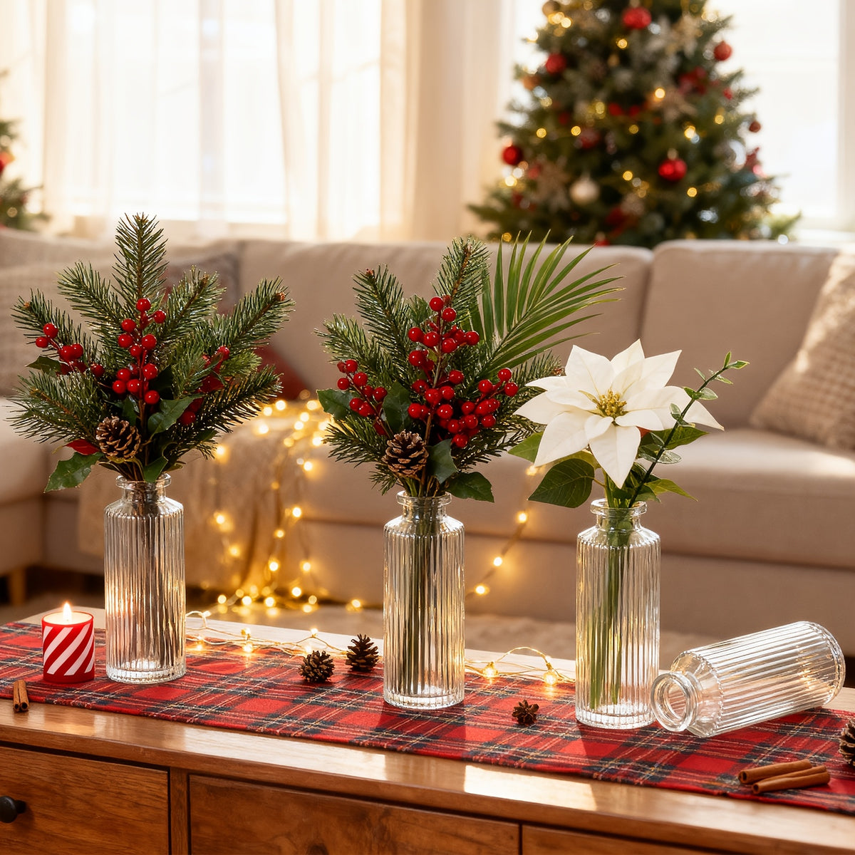 12/24/36pcs Bud Vase, Modern Striped Style, Wedding Centerpieces for Tables, Mini Clear Bud Vases for Flowers, Small Flower Vases Suitable for Birthday Party, Anniversary, Wedding, Home Table Deco, Multiple Sizes, for Mother's Day