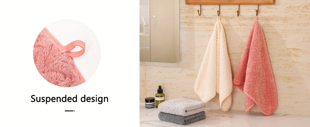 4pcs Hand Towel Set Is Made From Soft, Highly Absorbent Coral Fleece Fabric And Features Quick-drying Technology.ideal for Use At Home, Spas And Hotels, Perfect Gifts for Back to School, Labour Day, Halloween, Thanksgiving, Black Friday, Christmas!